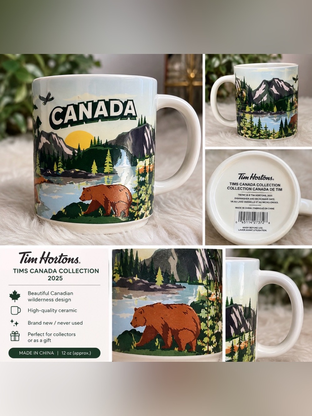 🇨🇦 Tim Hortons Tims Canada Collection Mug 🐻🍁
